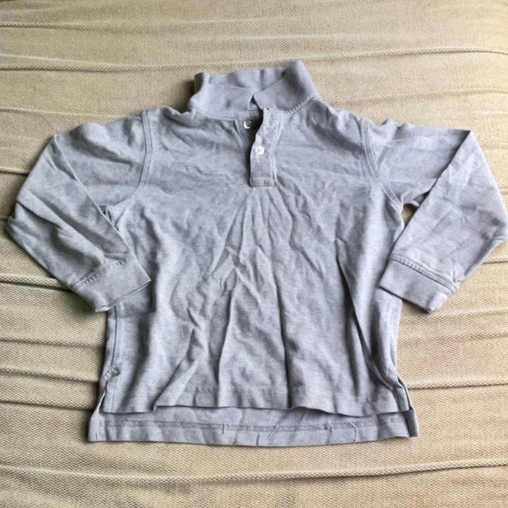 3/$10 !! - Lands’ End size 6-7 grey long sleeve button up shirt